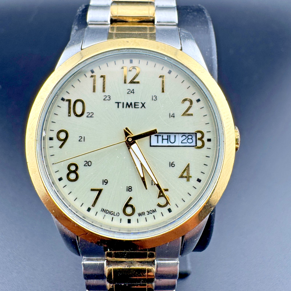 Timex Indiglo Two-Tone Day Date Watch Expansion Bracelet